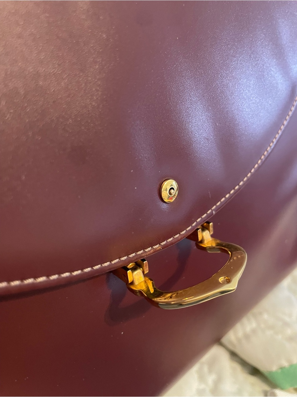 Vintage Must de Cartier Bordeaux Leather Top Handle Handbag Purse France - Picture 10 of 12